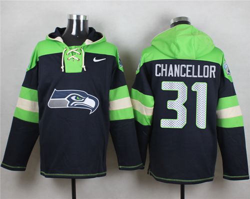 Nike Seattle Seahawks #31 Kam Chancellor Steel Blue Player Pullover NFL Hoodie