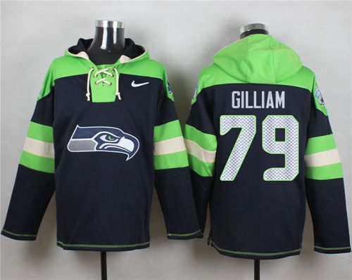 Nike Seattle Seahawks #79 Garry Gilliam Steel Blue Player Pullover NFL Hoodie