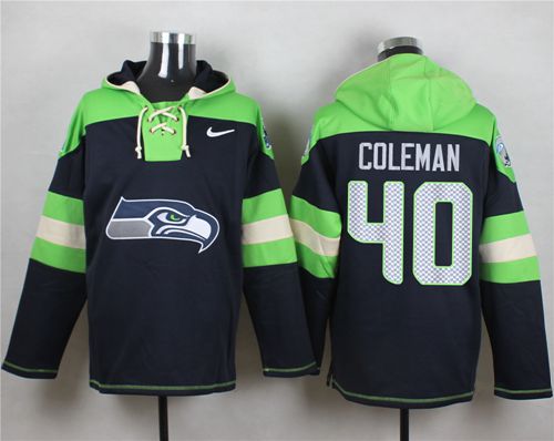 Nike Seattle Seahawks #40 Derrick Coleman Steel Blue Player Pullover NFL Hoodie