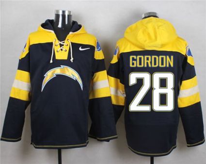 Nike San Diego Chargers #28 Melvin Gordon Navy Blue Player Pullover NFL Hoodie