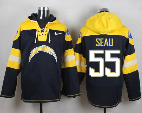 Nike San Diego Chargers #55 Junior Seau Navy Blue Player Pullover NFL Hoodie