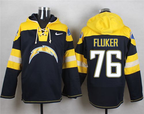Nike San Diego Chargers #76 D.J. Fluker Navy Blue Player Pullover NFL Hoodie