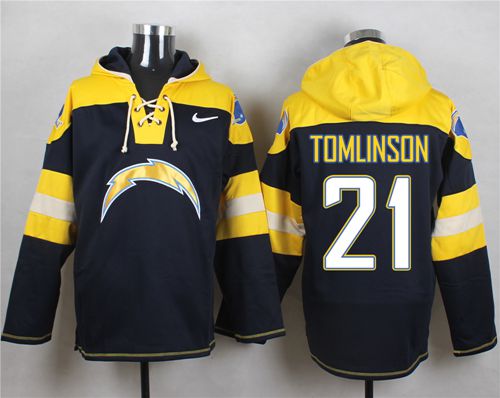 Nike San Diego Chargers #21 LaDainian Tomlinson Navy Blue Player Pullover NFL Hoodie