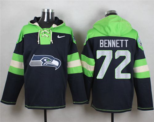 Nike Seattle Seahawks #72 Michael Bennett Steel Blue Player Pullover NFL Hoodie