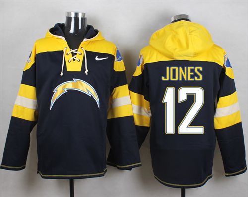 Nike San Diego Chargers #12 Jacoby Jones Navy Blue Player Pullover NFL Hoodie