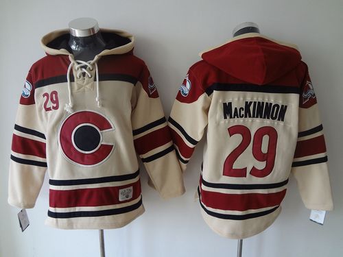 Colorado Avalanche #29 Nathan MacKinnon Cream Sawyer Hooded Sweatshirt Stitched NHL Jersey