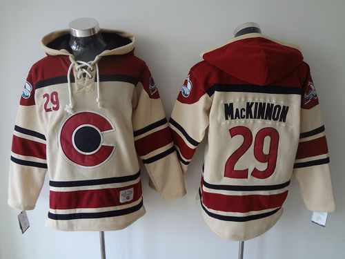 Colorado Avalanche #29 Nathan MacKinnon Cream Sawyer Hooded Sweatshirt Stitched NHL Jersey Colorado Avalanche #29 Nathan MacKinnon Cream Sawyer Hooded Sweatshirt Stitched NHL Jersey