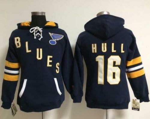 Women St. Louis Blues #16 Brett Hull Navy Blue Old Time Heidi NHL Hoodie Women St. Louis Blues #16 Brett Hull Navy Blue Old Time Heidi NHL Hoodie