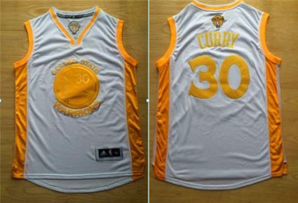 Golden State Warriors #30 Stephen Curry White(Gold No.) Stitched NBA Jersey