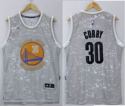 Golden State Warriors #30 Stephen Curry Grey City Light Stitched NBA Jersey