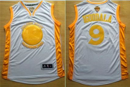 Golden State Warriors #9 Andre Iguodala White(Gold No.) Stitched NBA Jersey