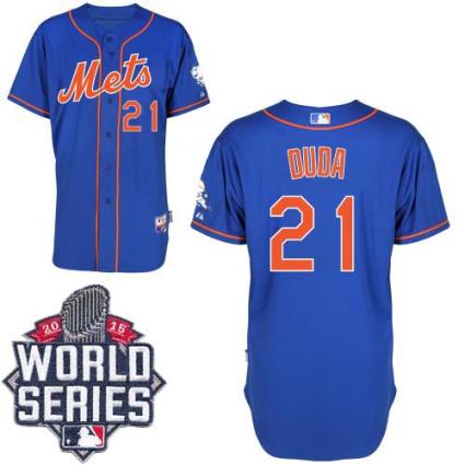 New York Mets #21 Lucas Duda Blue Alternate Home Cool Base W 2015 World Series Patch Stitched MLB Jersey