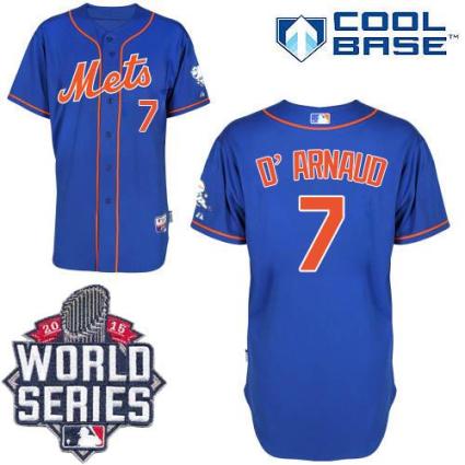 New York Mets #7 Travis D'Arnaud Blue Alternate Home Cool Base W 2015 World Series Patch Stitched MLB Jersey