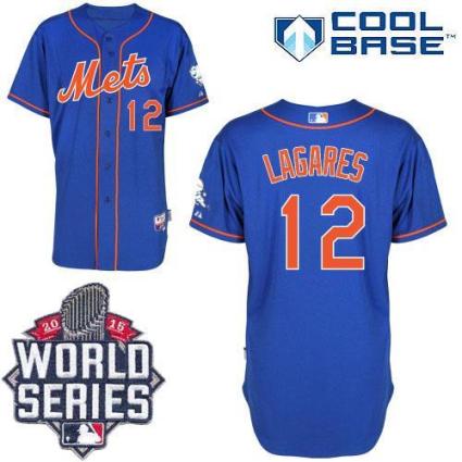 New York Mets #12 Juan Lagares Blue Alternate Home Cool Base W 2015 World Series Patch Stitched MLB Jersey