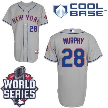New York Mets #28 Daniel Murphy Grey Cool Base W 2015 World Series Patch Stitched MLB Jersey