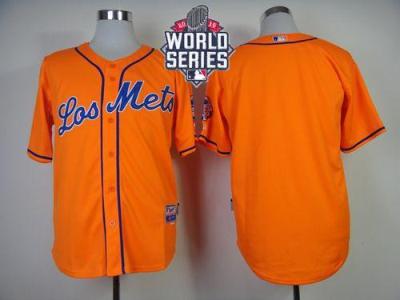 New York Mets Blank Orange Los Mets Cool Base W 2015 World Series Patch Stitched MLB Jersey