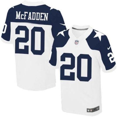 Nike Dallas Cowboys #20 Darren McFadden White Thanksgiving Throwback Men's Stitched NFL Elite Jersey