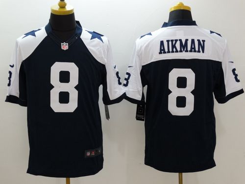 Nike Dallas Cowboys #8 Troy Aikman Navy Blue Thanksgiving Throwback Men's Stitched NFL Limited Jersey