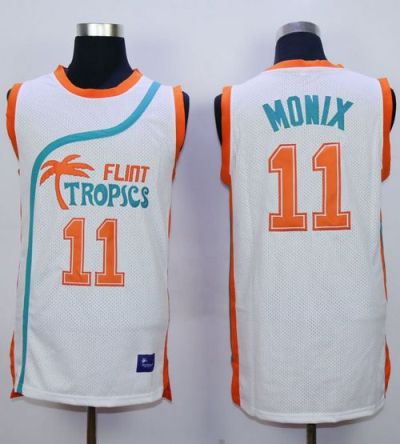 Flint Tropics #11 Ed Monix White Semi-Pro Movie Stitched Basketball Jersey