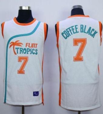 Flint Tropics #7 Coffee Black White Semi-Pro Movie Stitched Basketball Jersey