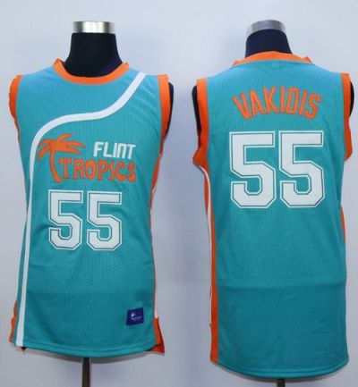 Flint Tropics #55 Vakidis Blue Semi-Pro Movie Stitched Basketball Jersey