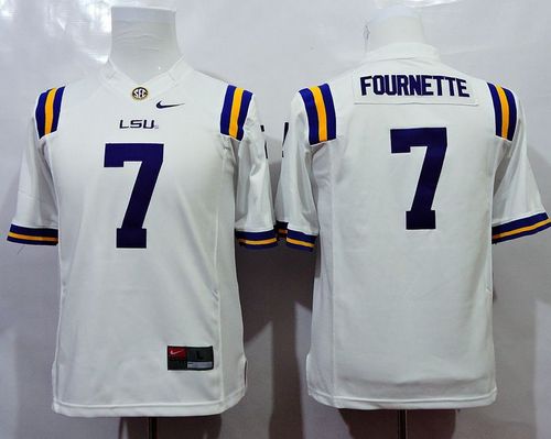 Youth Tigers #7 Leonard Fournette White Stitched NCAA Jersey
