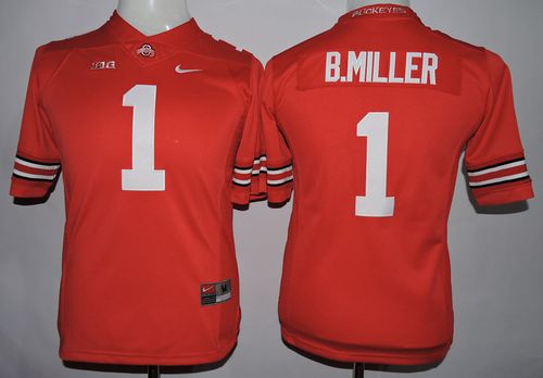 Youth Buckeyes #1 Braxton Miller Red Stitched NCAA Jersey