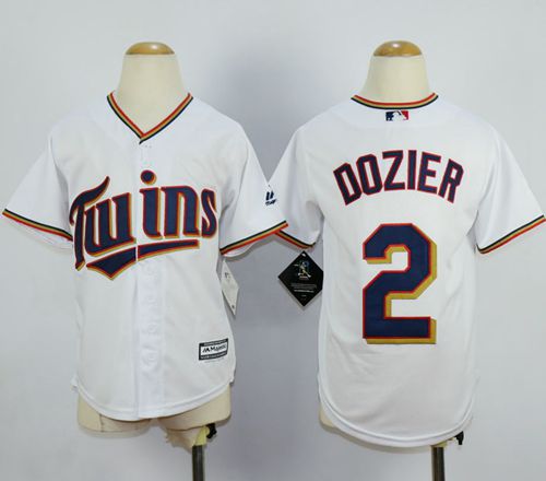 Youth Twins #2 Brian Dozier White Cool Base Stitched MLB Jersey