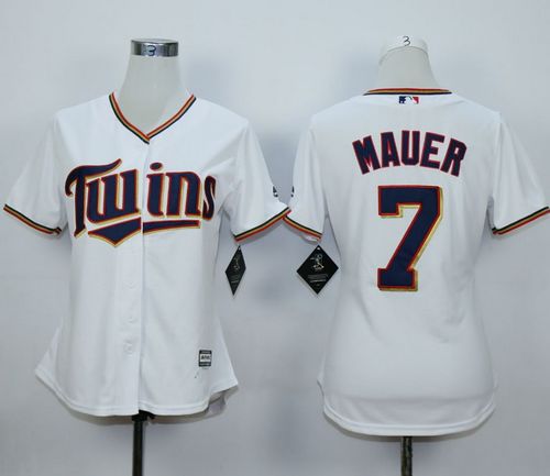 Women Minnesota Twins #7 Joe Mauer White Home Stitched MLB Jersey
