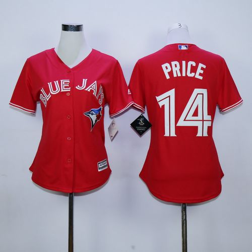 Women Toronto Blue Jays #14 David Price Red Canada Day Stitched MLB Jersey