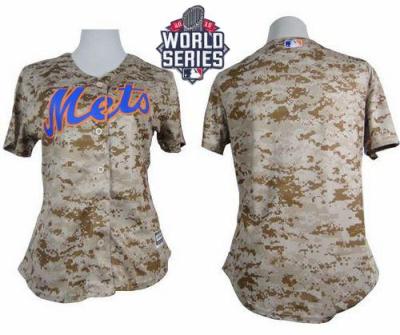 Women New York Mets Blank Camo W 2015 World Series Patch Fashion Stitched MLB Jersey