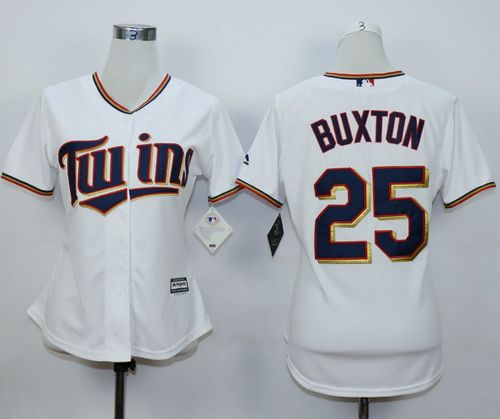 Women Minnesota Twins #25 Byron Buxton White Home Stitched MLB Jersey