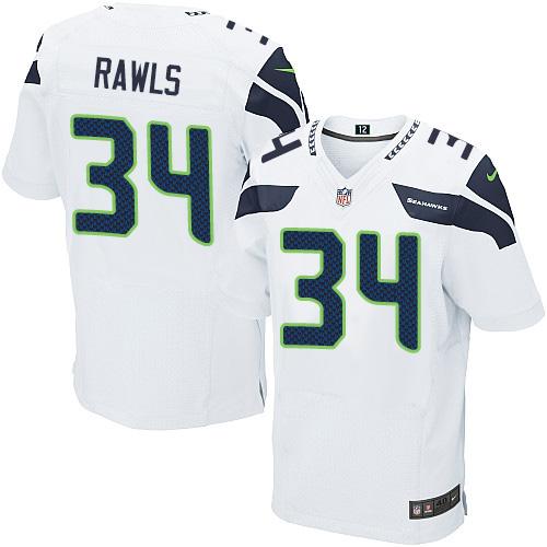 Nike Seattle Seahawks #34 Thomas Rawls White Men's Stitched NFL Elite Jersey