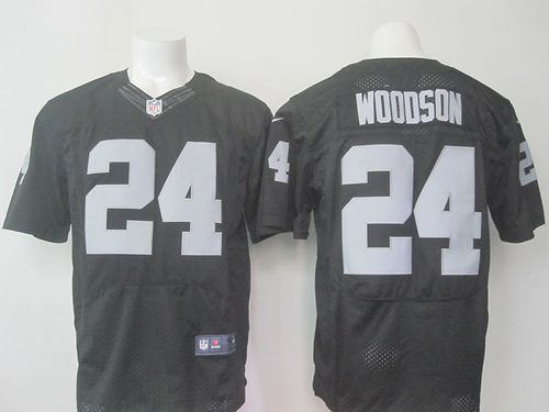 Nike Oakland Raiders #24 Charles Woodson Black Team Color Men's Stitched NFL New Elite Jersey