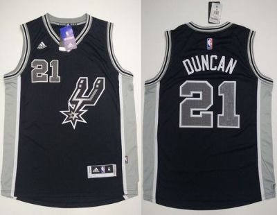 San Antonio Spurs #21 Tim Duncan Black New Road Stitched NBA Jersey