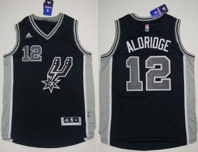 San Antonio Spurs #12 LaMarcus Aldridge Black New Road Stitched NBA Jersey