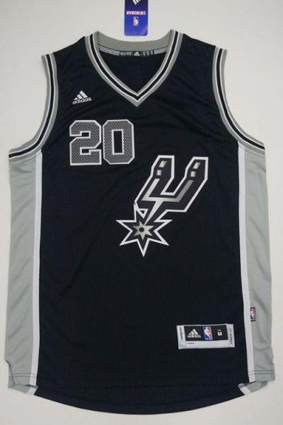 San Antonio Spurs #20 Manu Ginobili Black New Road Stitched NBA Jersey