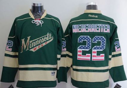Minnesota Wild #22 Nino Niederreiter Green USA Flag Fashion Stitched NHL Jersey