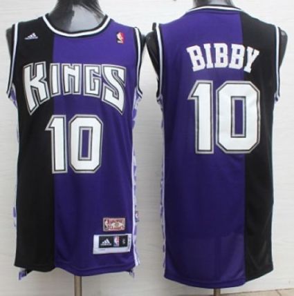 Sacramento Kings #10 Mike Bibby Purple Black Throwback Stitched NBA Jersey