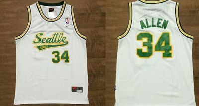 Oklahoma City Thunder #34 Ray Allen White Throwback Stitched NBA Jersey