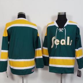 California Golden Seals Blank Green Gold CCM Throwback Stitched NHL Jersey