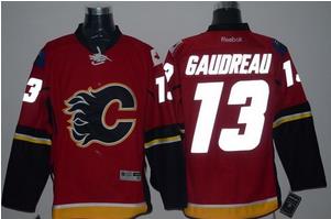Calgary Flames #13 Johnny Gaudreau Red Reflective Version Stitched NHL Jersey