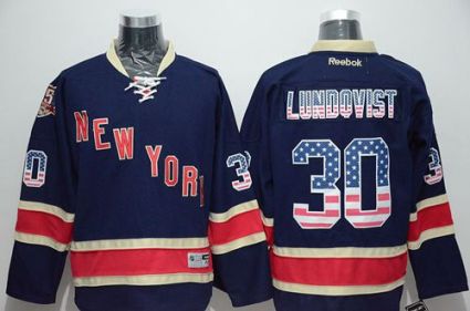 New York Rangers #30 Henrik Lundqvist Navy Blue USA Flag Fashion Stitched NHL Jersey