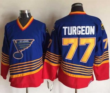 St.Louis Blues #77 Pierre Turgeon Light Blue Red CCM Throwback Stitched NHL Jersey