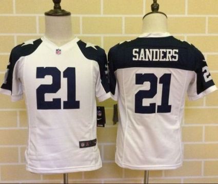 Youth Nike Cowboys #21 Deion Sanders White Thanksgiving Throwback Stitched NFL Elite Jersey