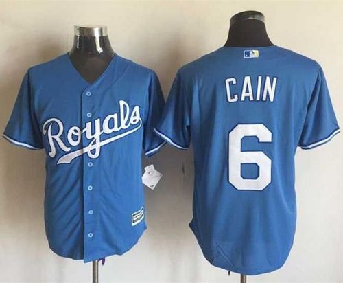 Kansas City Royals #6 Lorenzo Cain Light Blue Alternate 1 New Cool Base Stitched MLB Jersey