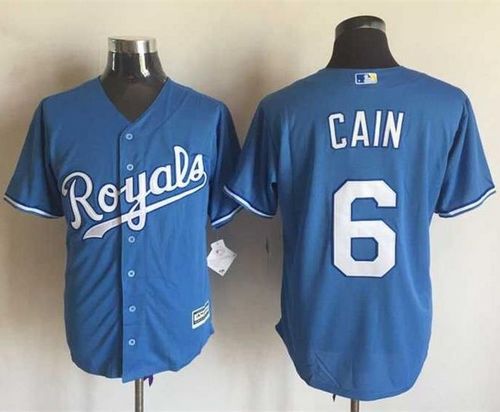 Kansas City Royals #6 Lorenzo Cain Light Blue Alternate 1 New Cool Base Stitched MLB Jersey Kansas City Royals #6 Lorenzo Cain Light Blue Alternate 1 New Cool Base Stitched MLB Jersey