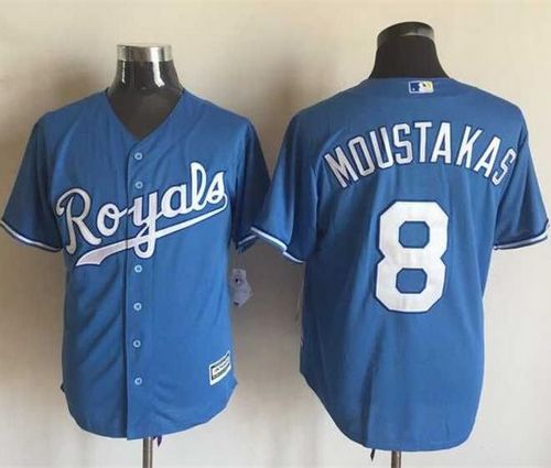 Kansas City Royals #8 Mike Moustakas Light Blue Alternate 1 New Cool Base Stitched MLB Jersey Kansas City Royals #8 Mike Moustakas Light Blue Alternate 1 New Cool Base Stitched MLB Jersey