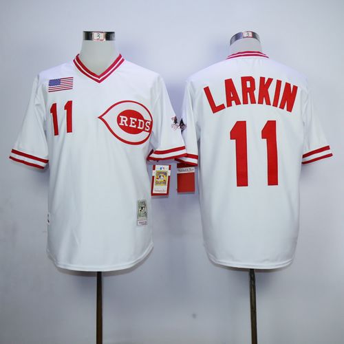 Cincinnati Reds #11 Barry Larkin White Mitchell And Ness 1990 Throwback Stitched MLB Jersey Cincinnati Reds #11 Barry Larkin White Mitchell And Ness 1990 Throwback Stitched MLB Jersey