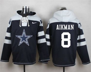 Nike Dallas Cowboys #8 Troy Aikman Navy Blue Player Pullover NFL Hoodie